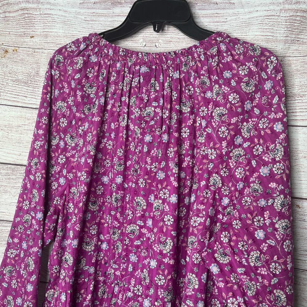 Lane Bryant Purple Ditzy Floral Swiss Dot Peplum Keyhole Top Size 18/20 Plus - Picture 10 of 14